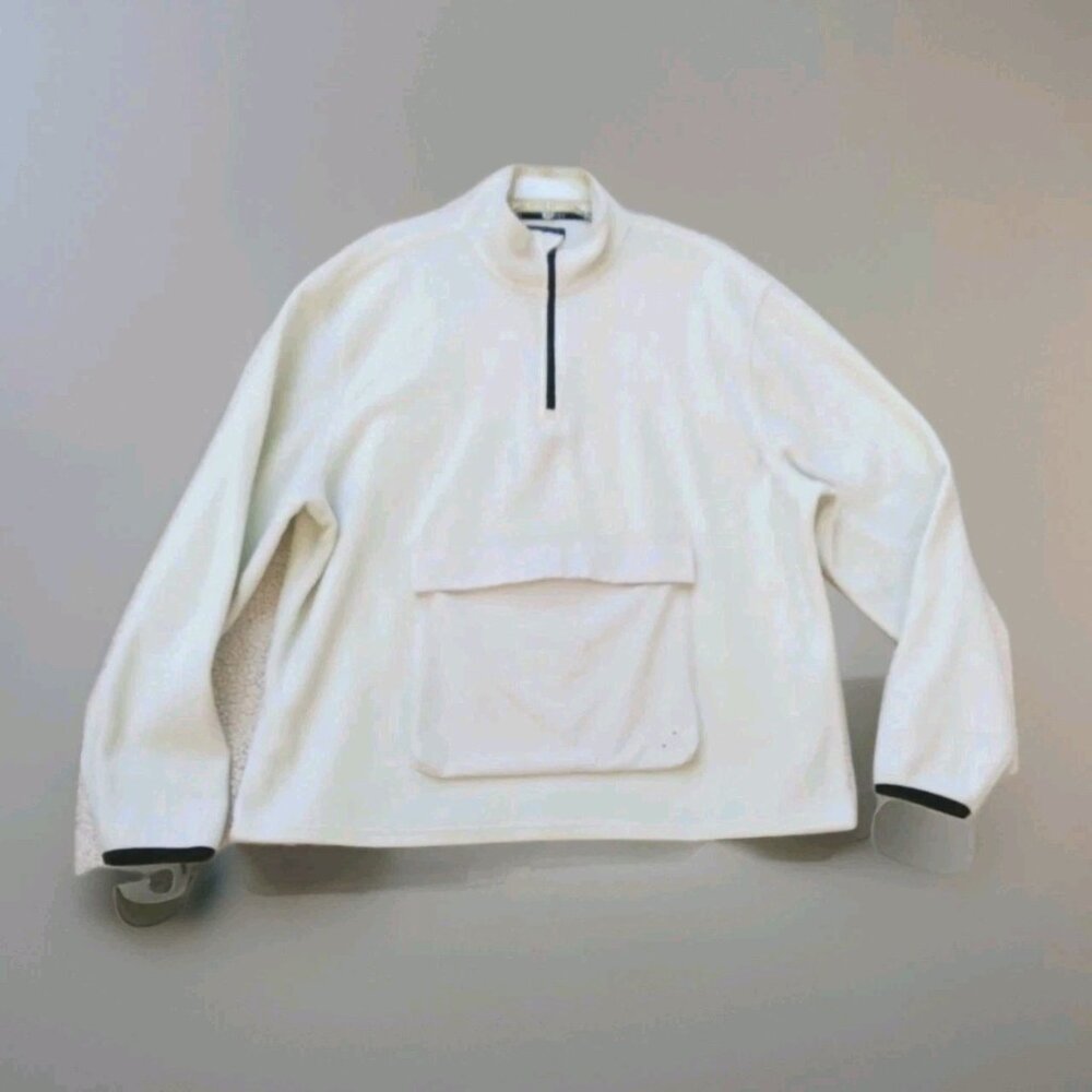 Z by Zella Womens XL Free Pass Polar Fleece Quarter Zip Pullover White Pumice